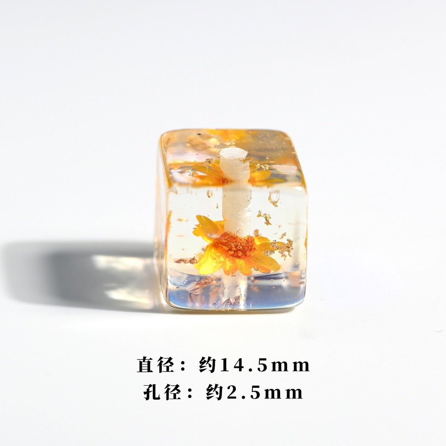 FS2120-14MM Square Dried Flower Resin Beads Mixed Color