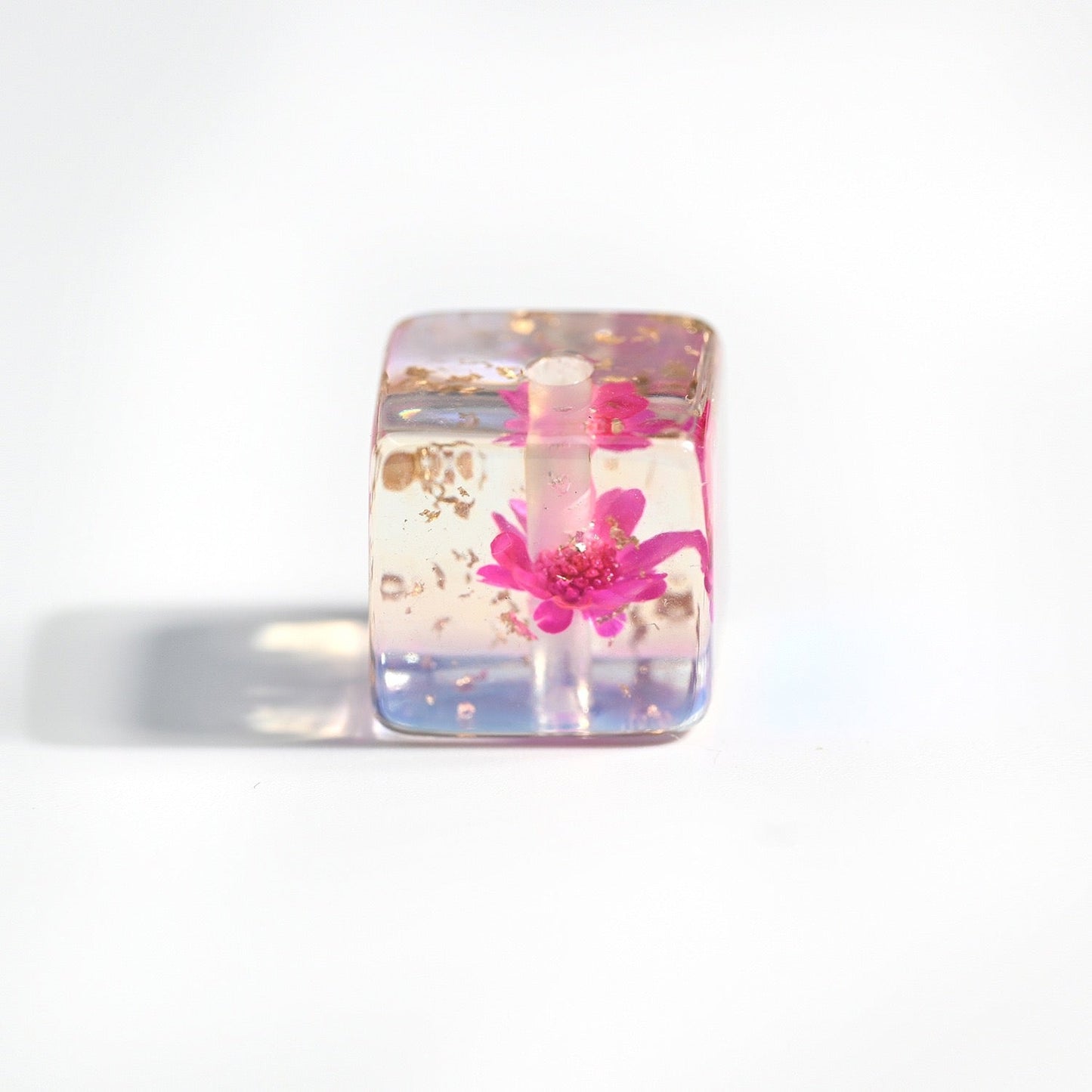 FS2120-14MM Square Dried Flower Resin Beads Mixed Color