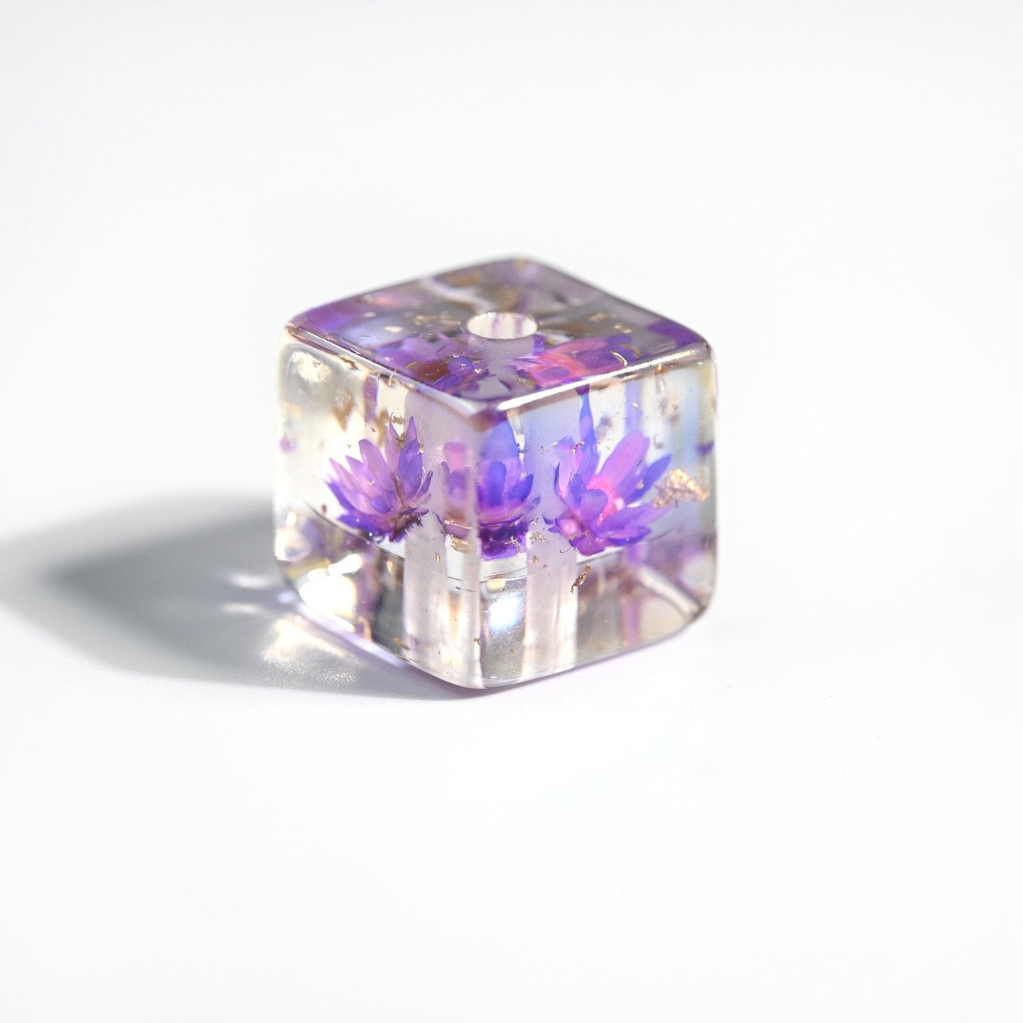 FS2120-14MM Square Dried Flower Resin Beads Mixed Color