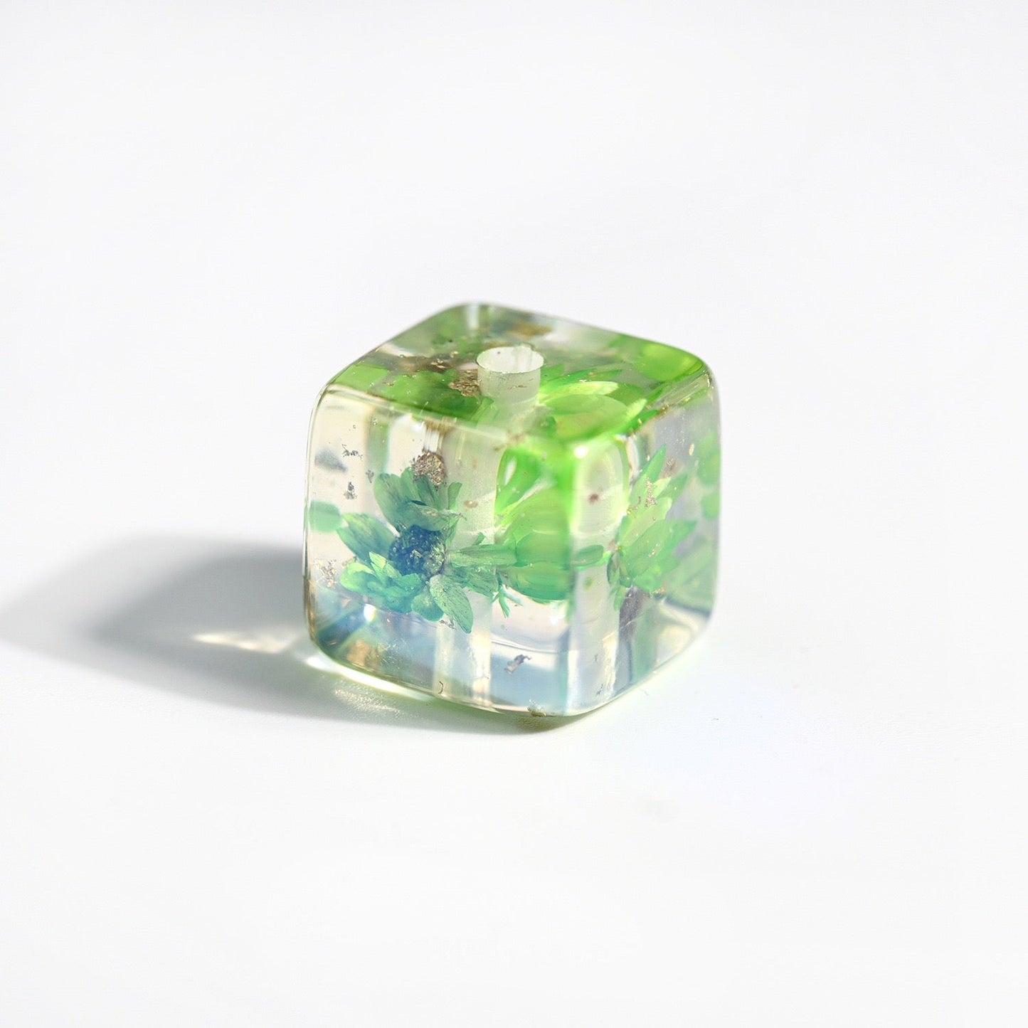 FS2120-14MM Square Dried Flower Resin Beads Mixed Color