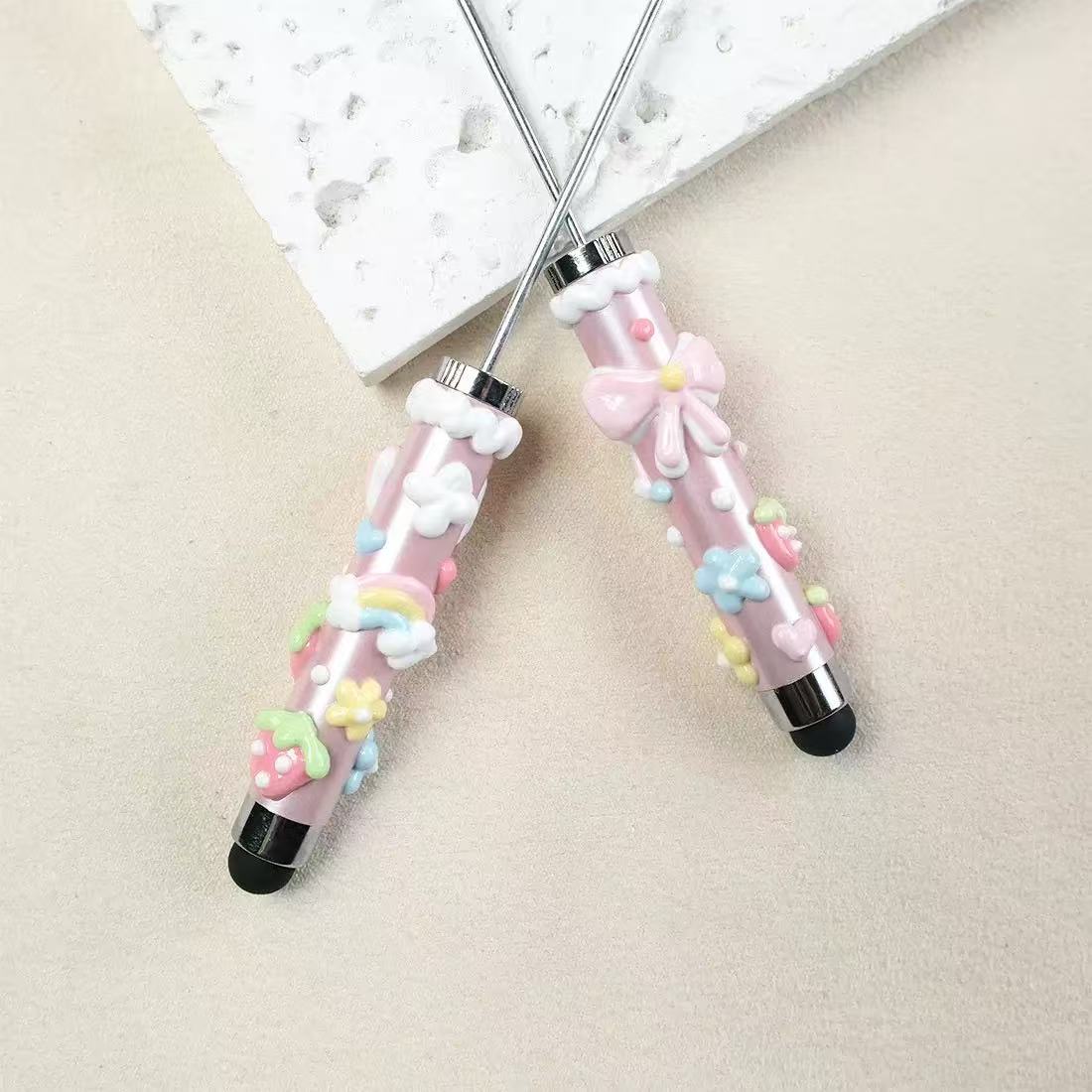 FS4458-1Piece Pink Bow Hand Painted Beadable Pens