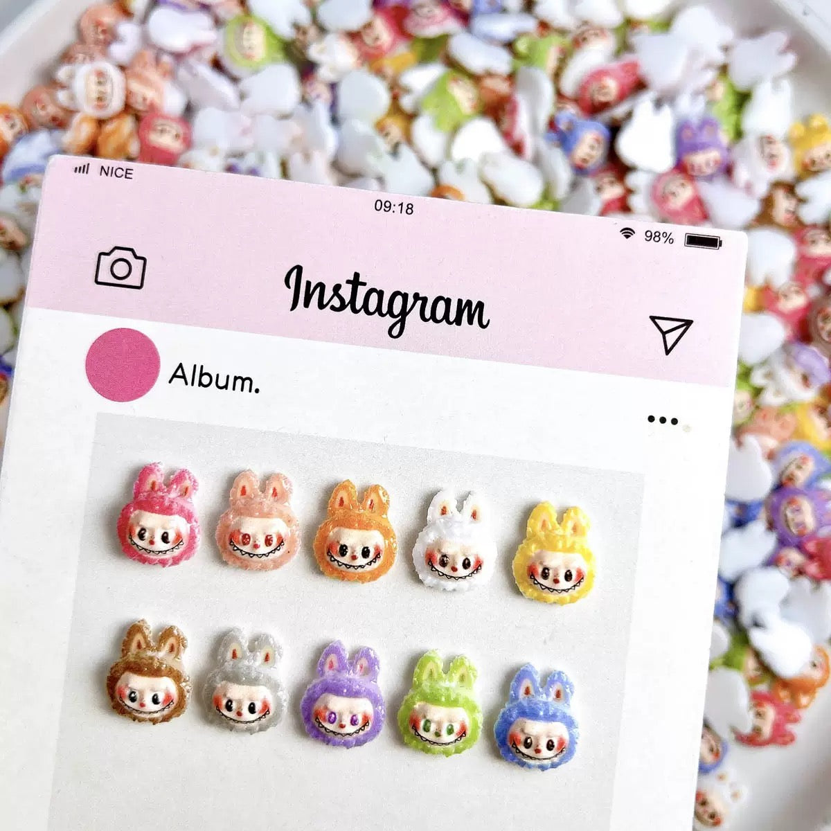 FS6460-Approximately 10mm Labubu Head Resin Nail Charms (約10mm ラブブヘッド レジンネイルチャーム)