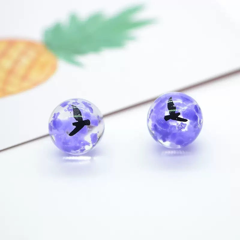 FS2404-20MM Glowing Cloud Resin Beads With Bird Inside (Not UV) Fit For Beadable Pens