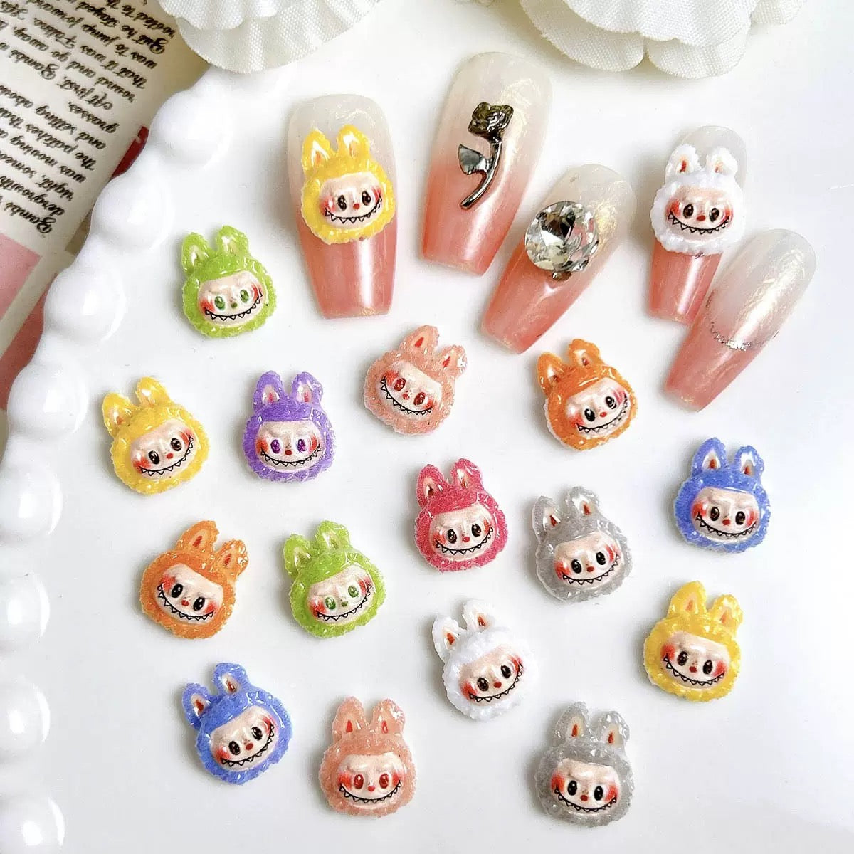 FS6460-Approximately 10mm Labubu Head Resin Nail Charms (約10mm ラブブヘッド レジンネイルチャーム)