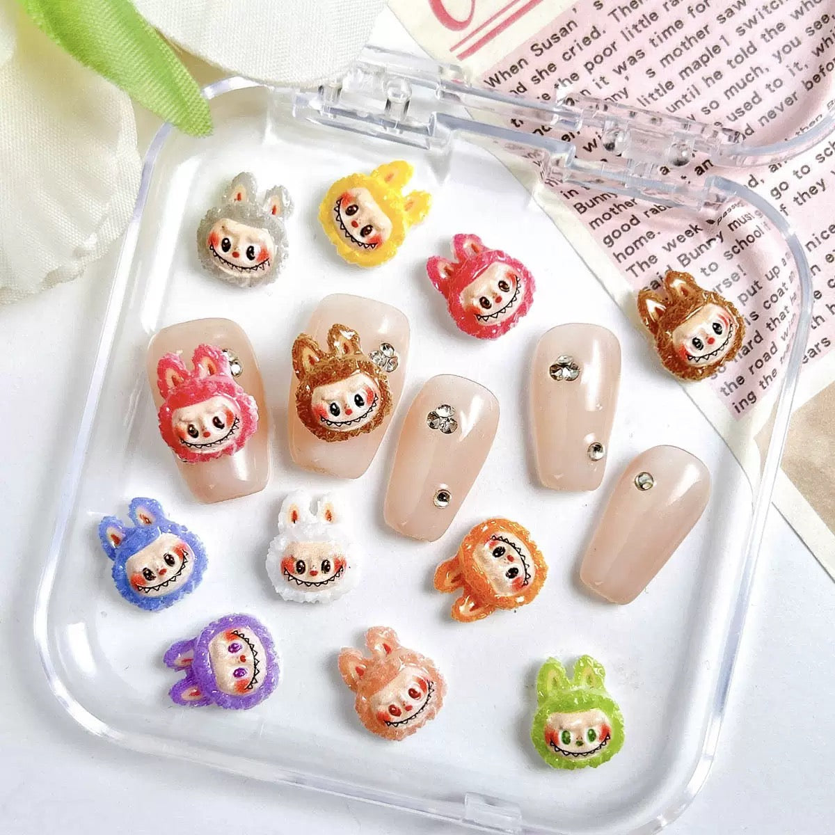 FS6460-Approximately 10mm Labubu Head Resin Nail Charms (約10mm ラブブヘッド レジンネイルチャーム)
