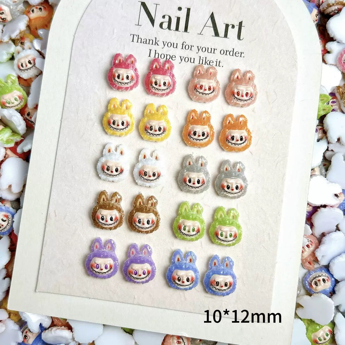 FS6460-Approximately 10mm Labubu Head Resin Nail Charms (約10mm ラブブヘッド レジンネイルチャーム)