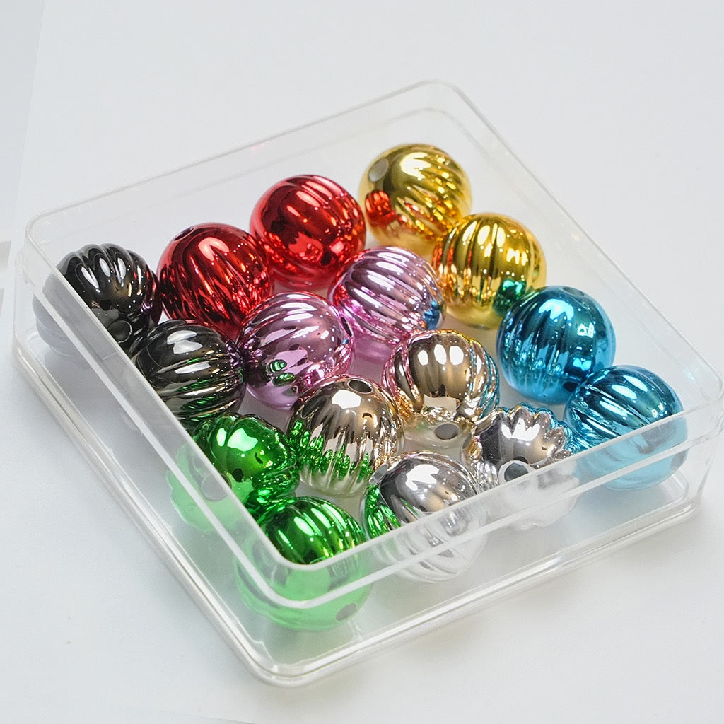 FS4217-16mm Electroplated Metalic Looking Pumpkin Beads