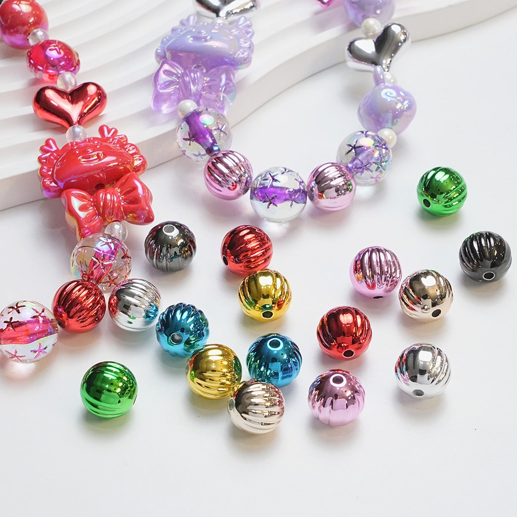 FS4217-16mm Electroplated Metalic Looking Pumpkin Beads