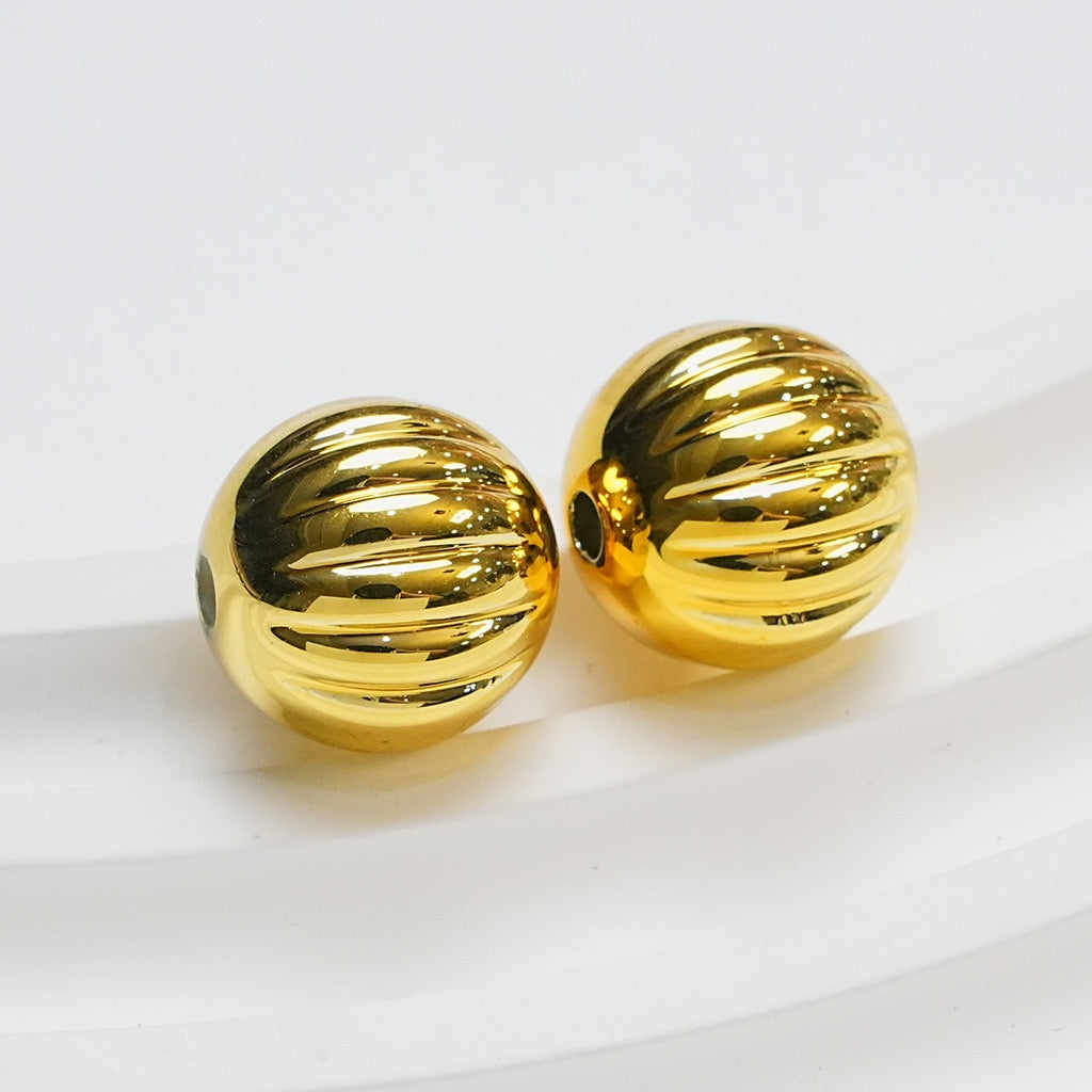 FS4217-16mm Electroplated Metalic Looking Pumpkin Beads