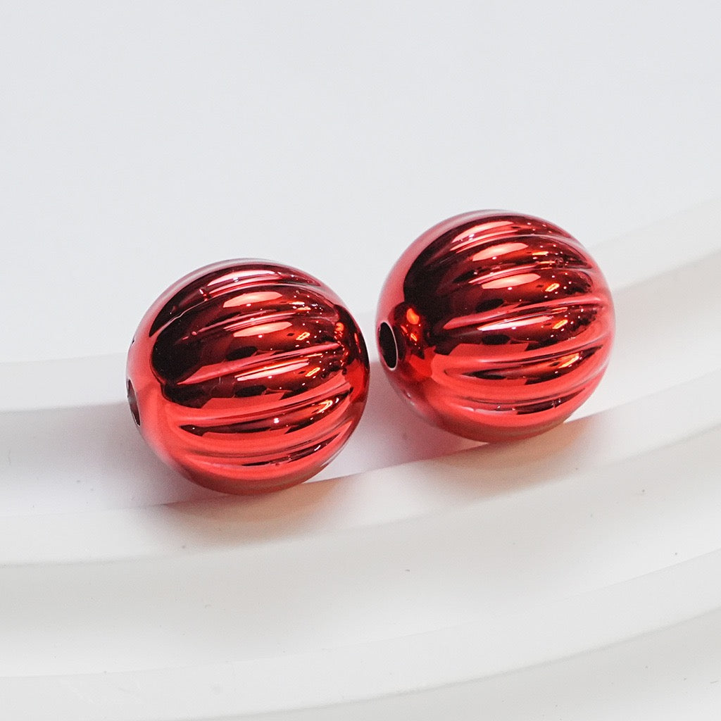 FS4217-16mm Electroplated Metalic Looking Pumpkin Beads