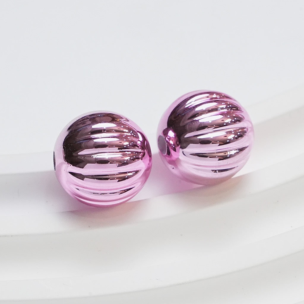 FS4217-16mm Electroplated Metalic Looking Pumpkin Beads