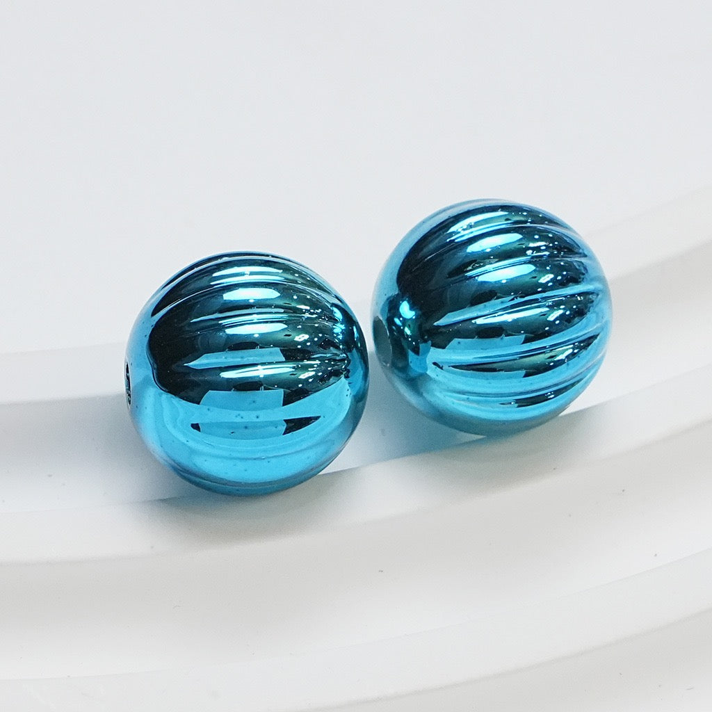 FS4217-16mm Electroplated Metalic Looking Pumpkin Beads