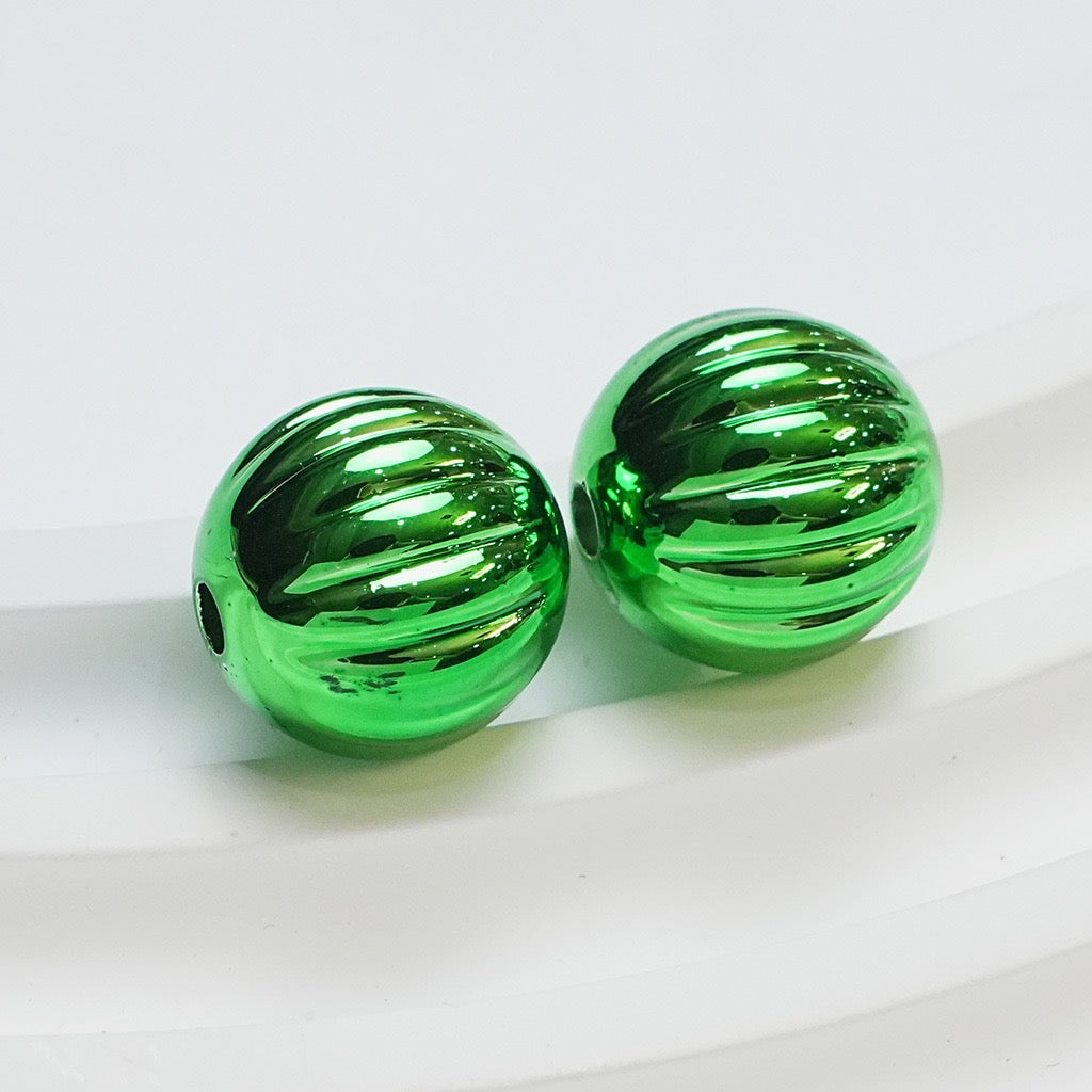 FS4217-16mm Electroplated Metalic Looking Pumpkin Beads
