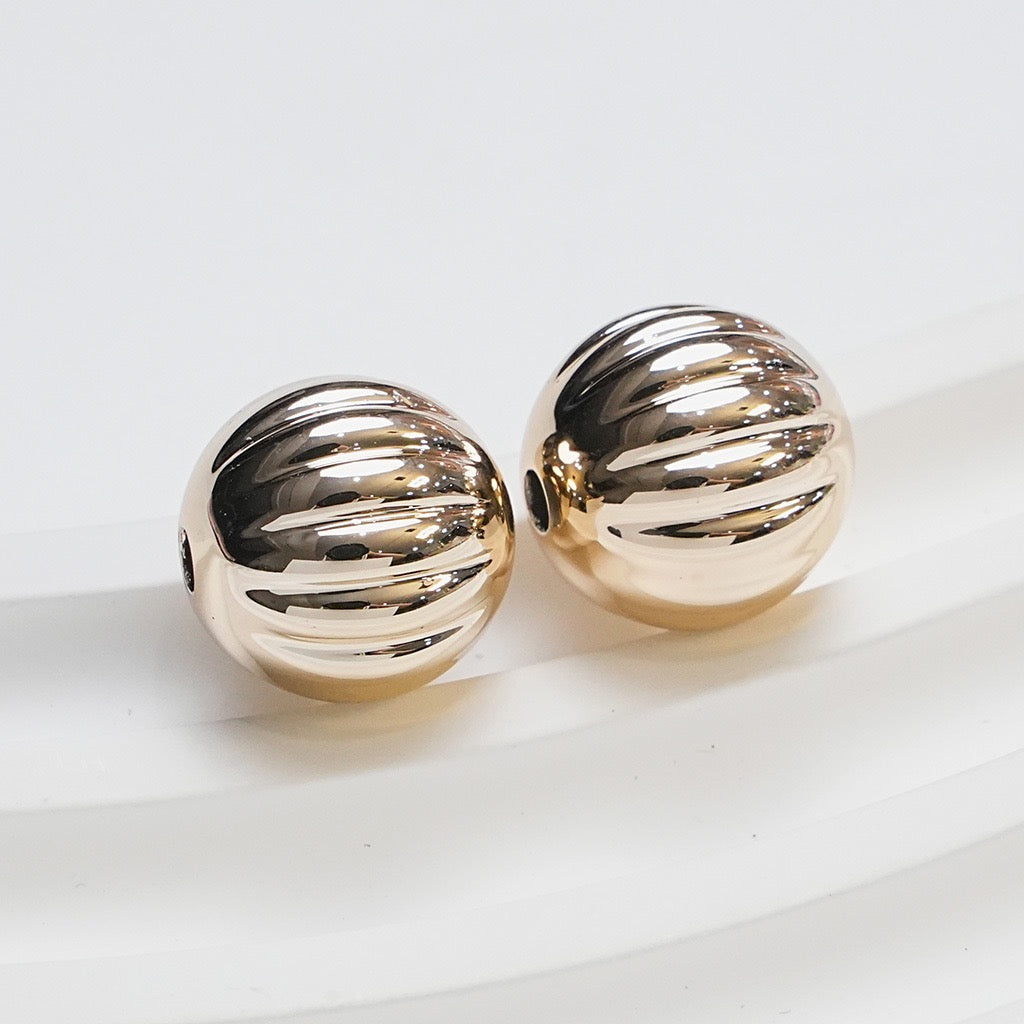FS4217-16mm Electroplated Metalic Looking Pumpkin Beads