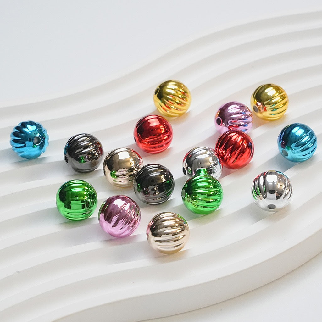 FS4217-16mm Electroplated Metalic Looking Pumpkin Beads