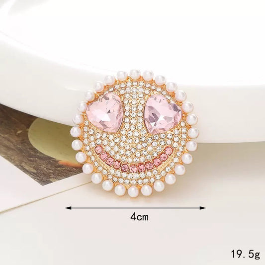 FS4535-40mm Smile Face Sparkling Metal Alloy Patch For Making Fancy Beads