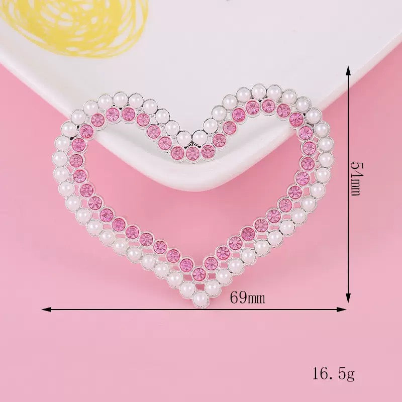 FS4684-69¡Á54mm LV Heart With Pearl Diamond Metal Alloy Patch For Making Fancy Beads