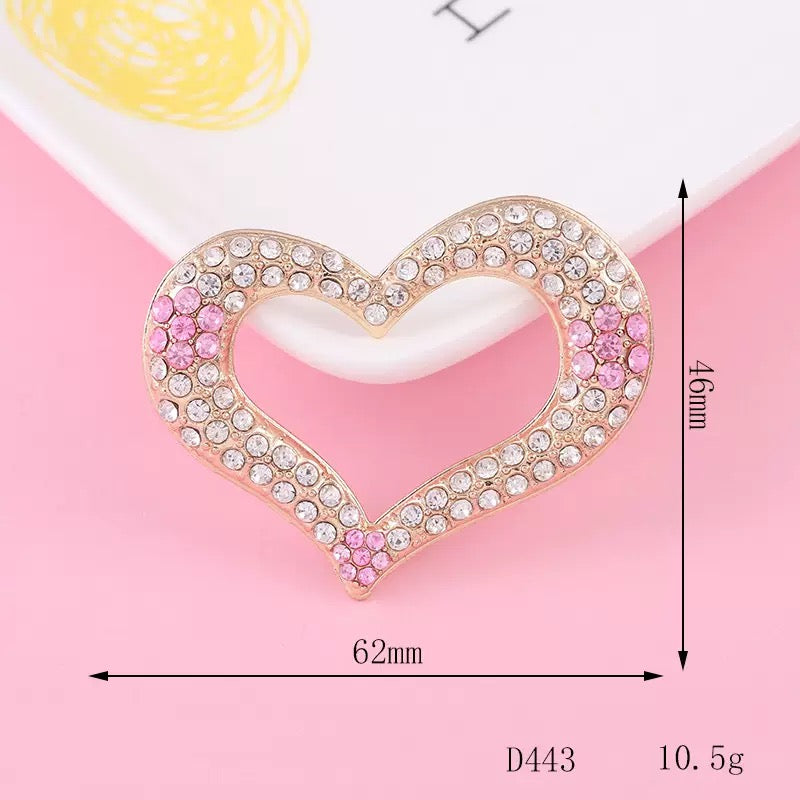 FS4685-46¡Á62mm Rose Red Heart With Diamond Alloy Patch For Making Fancy Beads