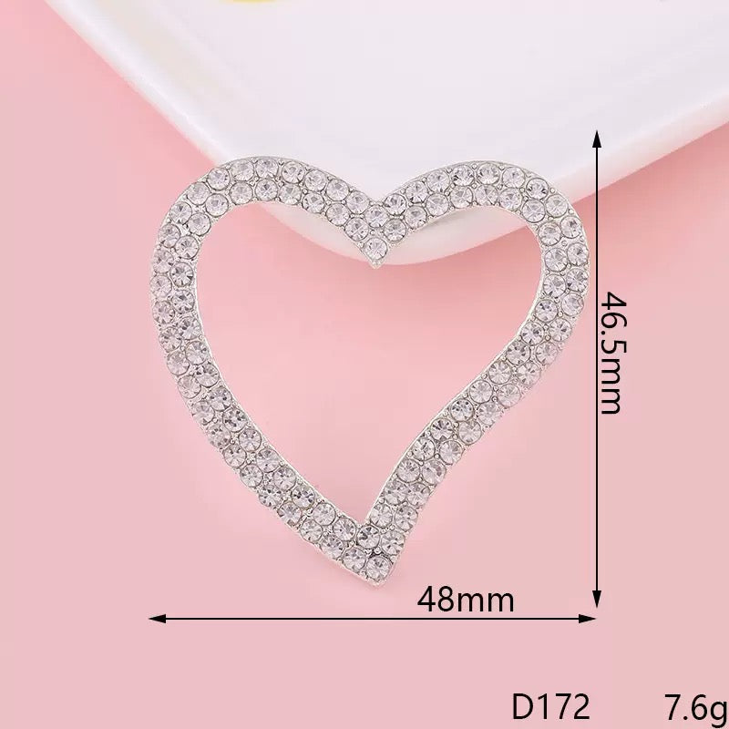 FS4687-Double Side Diamond Heart Alloy Patch For Making Fancy Beads