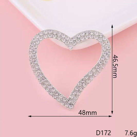 FS4687-Double Side Diamond Heart Alloy Patch For Making Fancy Beads