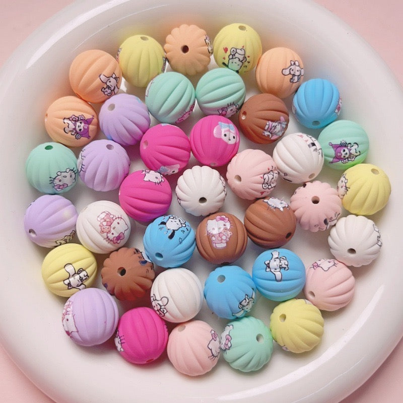 FS1931-16 MM Random Mixed Frosted Solid Color Sanrio Pumpkin Acrylic Beads Fit For Beadable Pens