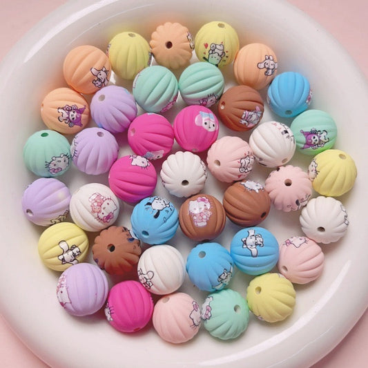 FS1931-16 MM Random Mixed Frosted Solid Color Sanrio Pumpkin Acrylic Beads Fit For Beadable Pens