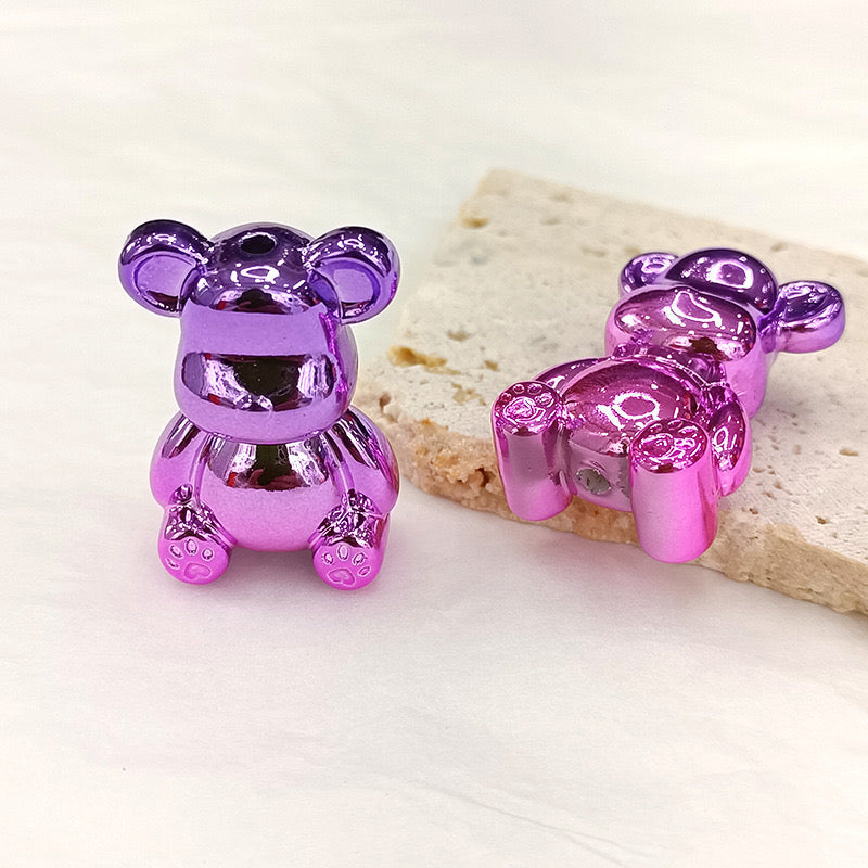 FS2326-33¡Á23mm Metallic Bear UV Shiny Acrylic Beads Fit For Beadable Pens