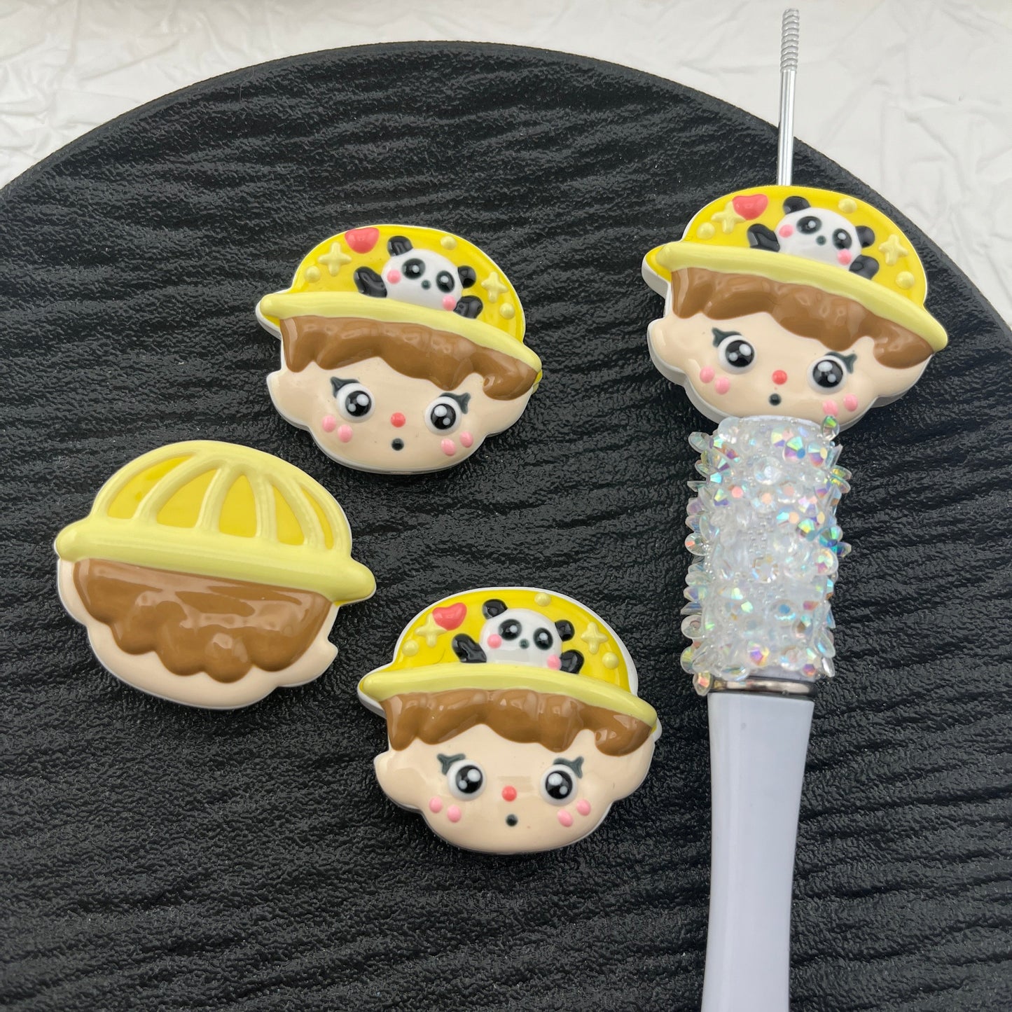 FS1820-Cute Boy Hand Painted Acrylic Beads Fit For Beadable Pens