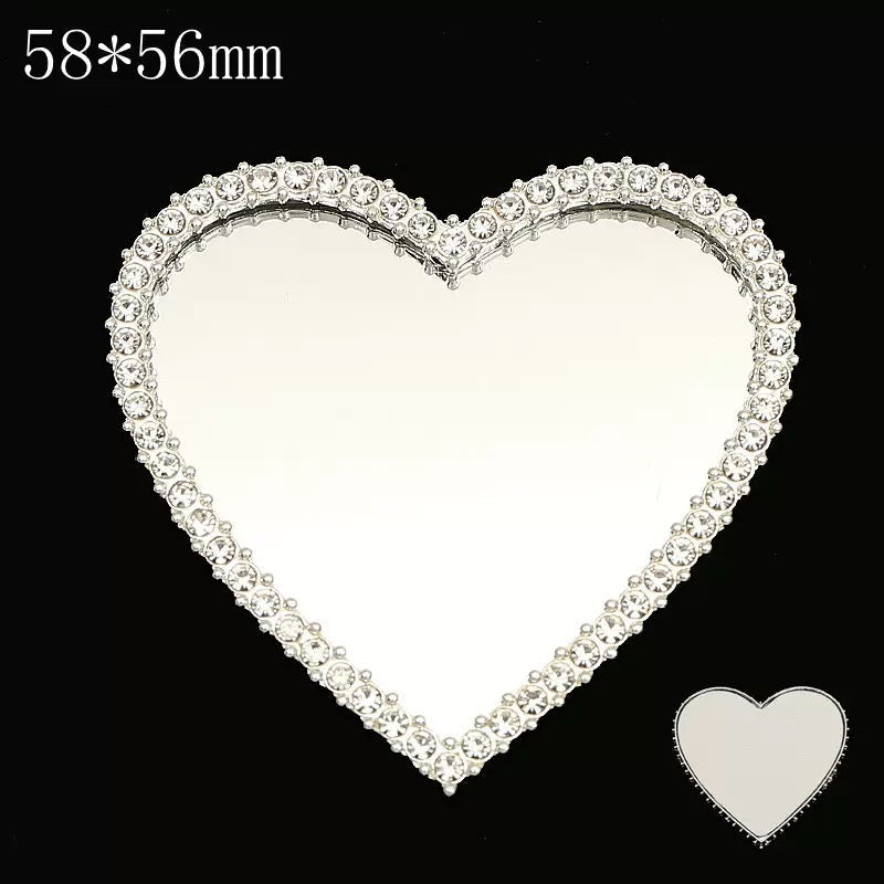 FS2599-57¡Á57mm Sliver Heart Mirror Alloy Patch For Making Fancy Beads