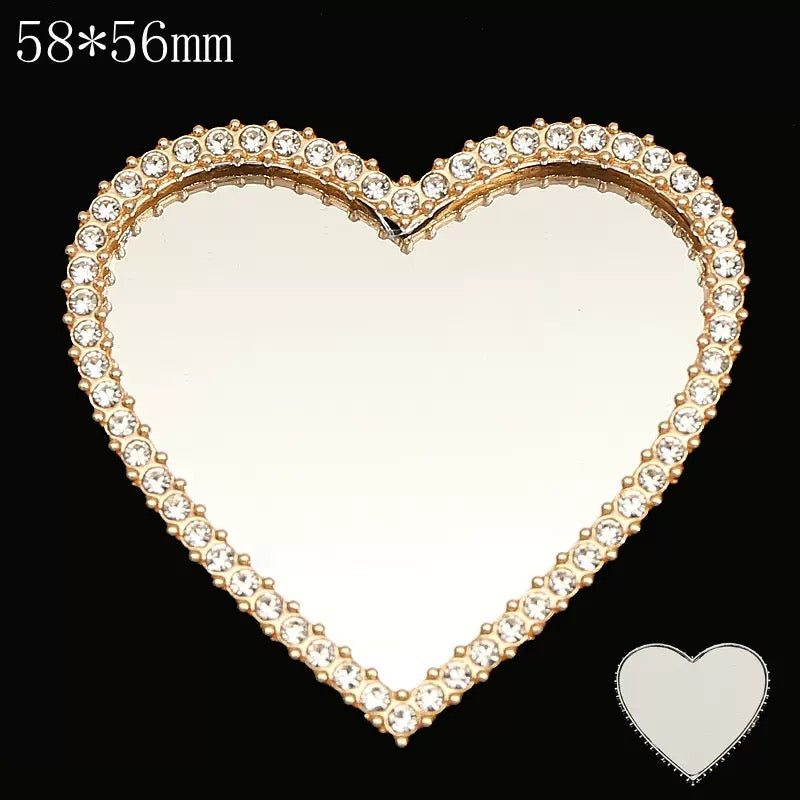 FS2599-57¡Á57mm Sliver Heart Mirror Alloy Patch For Making Fancy Beads
