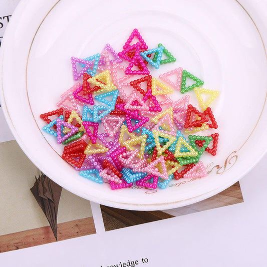 FS1992-10¡Á9mm Triangle Pearl Looking Acrylic Nail Charms For Making Fancy Beads Or Fancy Pen