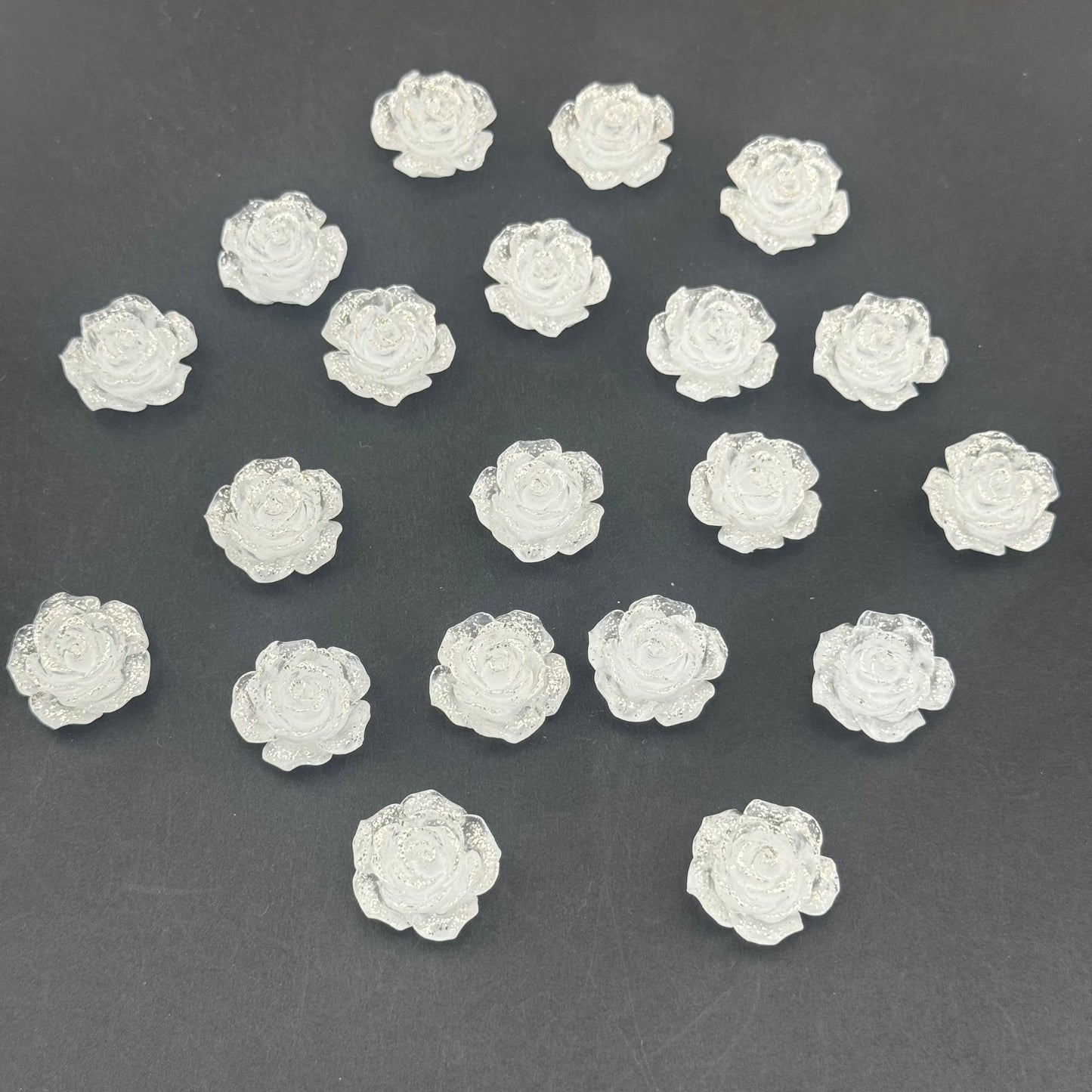 FS0059-18MM Mixed Color Fine Glitter Camellia Flower Resin Accessories For Making Fancy Beads