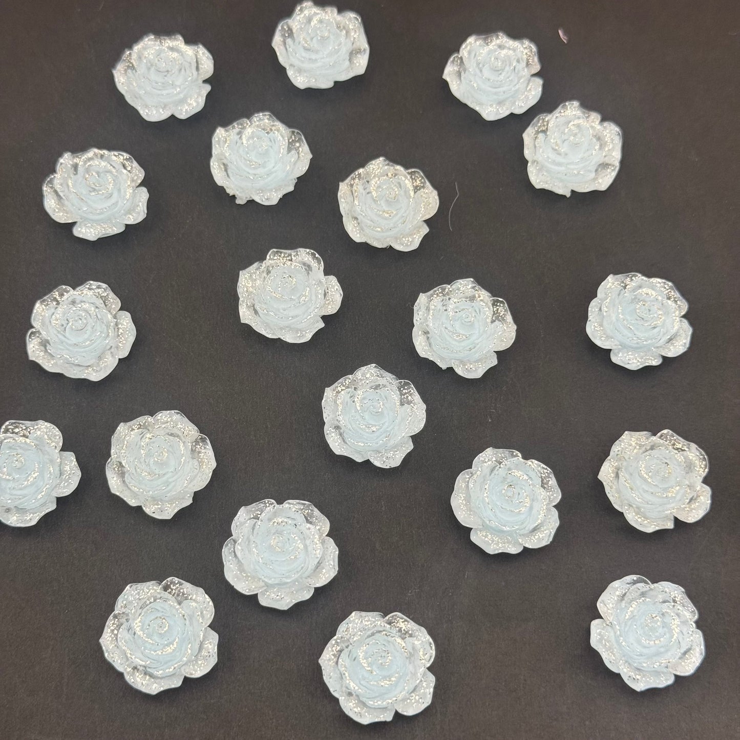 FS0059-18MM Mixed Color Fine Glitter Camellia Flower Resin Accessories For Making Fancy Beads