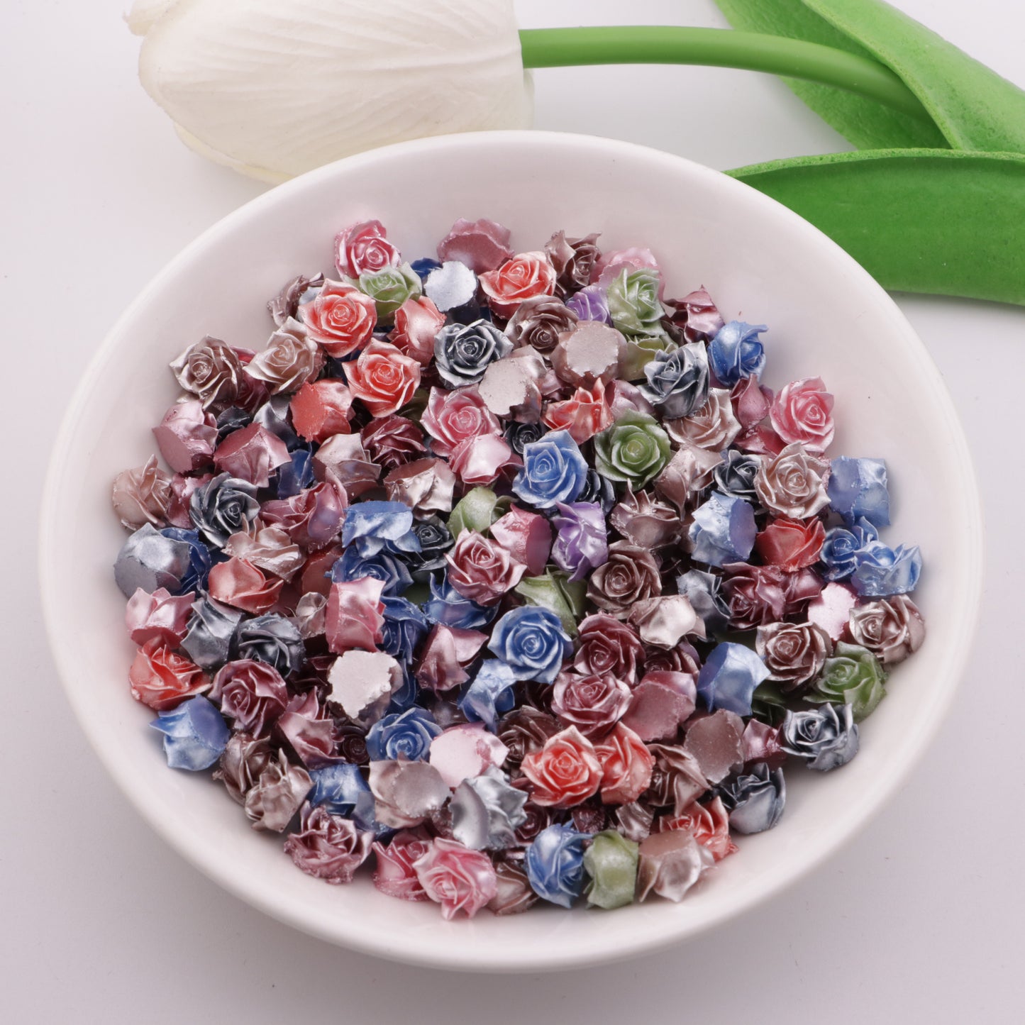FS5566- 8mm Luminous Rose Flower Charms Pearl - Glow Luminous Rose Flowers