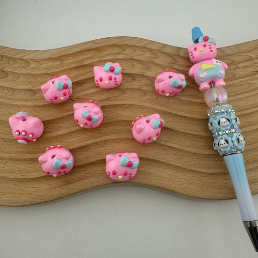 FS035- 4Mixed Color HK Head Hand Painting Acrylic Beads Fit For Beadable Pens