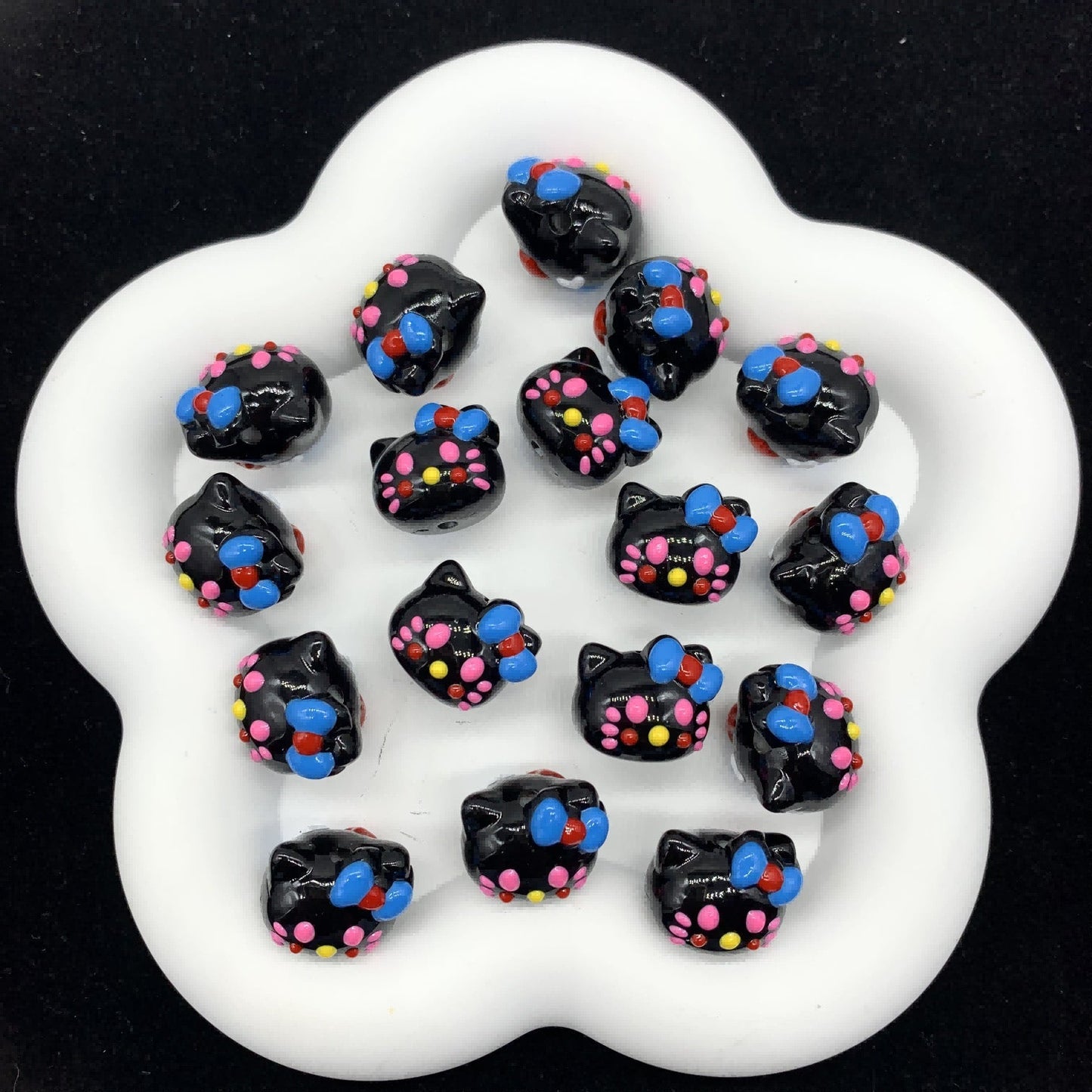 FS035- 4Mixed Color HK Head Hand Painting Acrylic Beads Fit For Beadable Pens