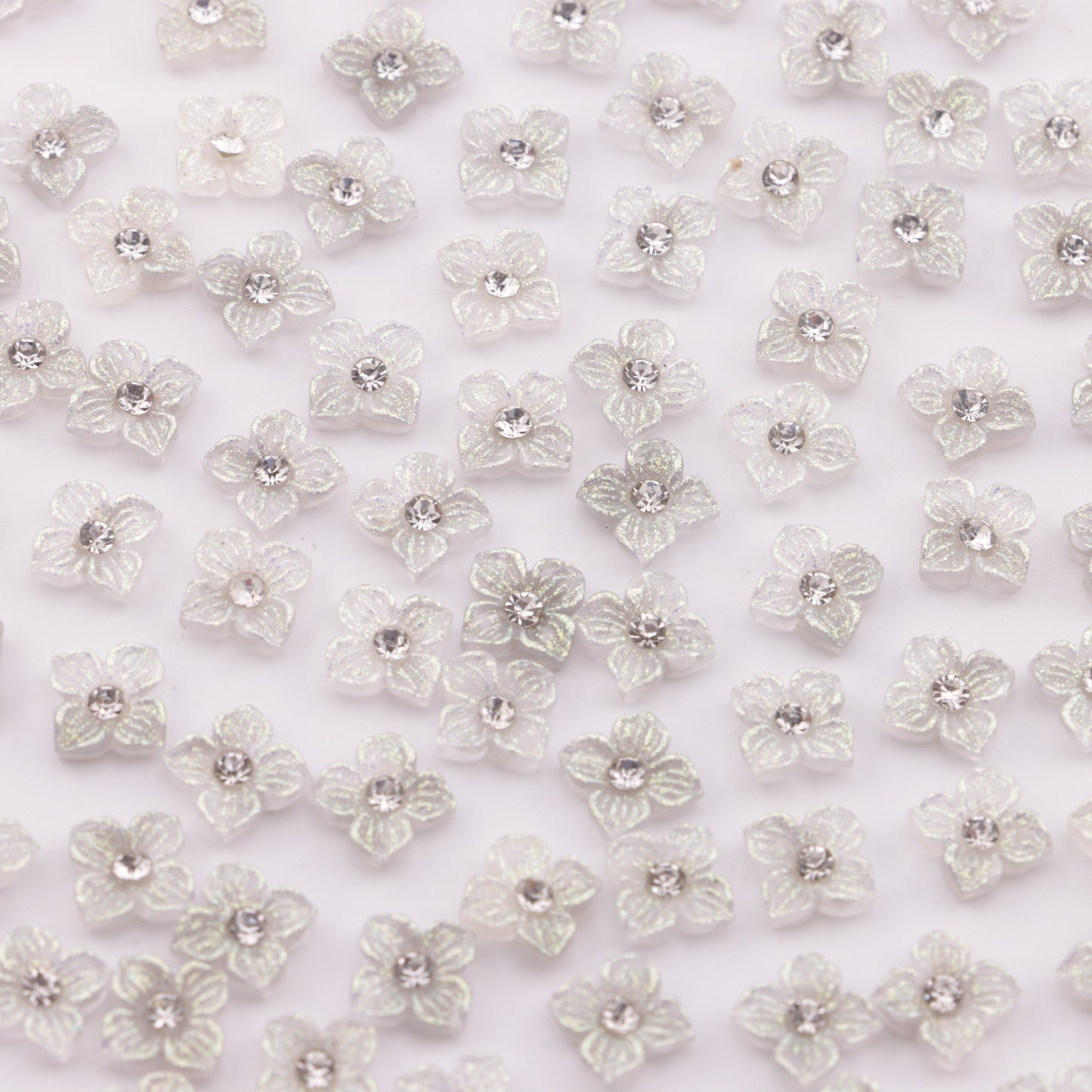 FS5752- Approximately 6mm Diamond-Embedded Soft Flower Nail Stickers