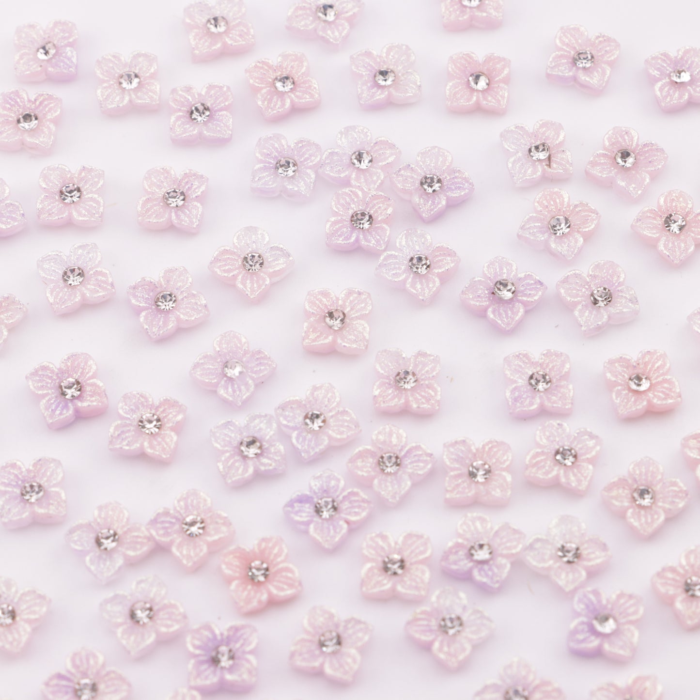 FS5752- Approximately 6mm Diamond-Embedded Soft Flower Nail Stickers