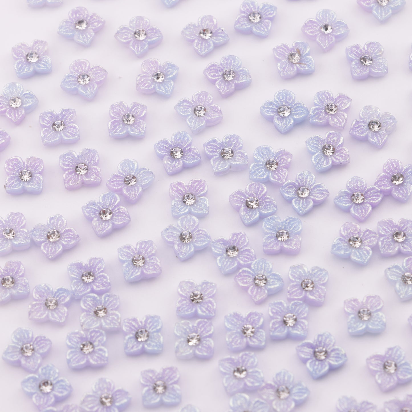 FS5752- Approximately 6mm Diamond-Embedded Soft Flower Nail Stickers