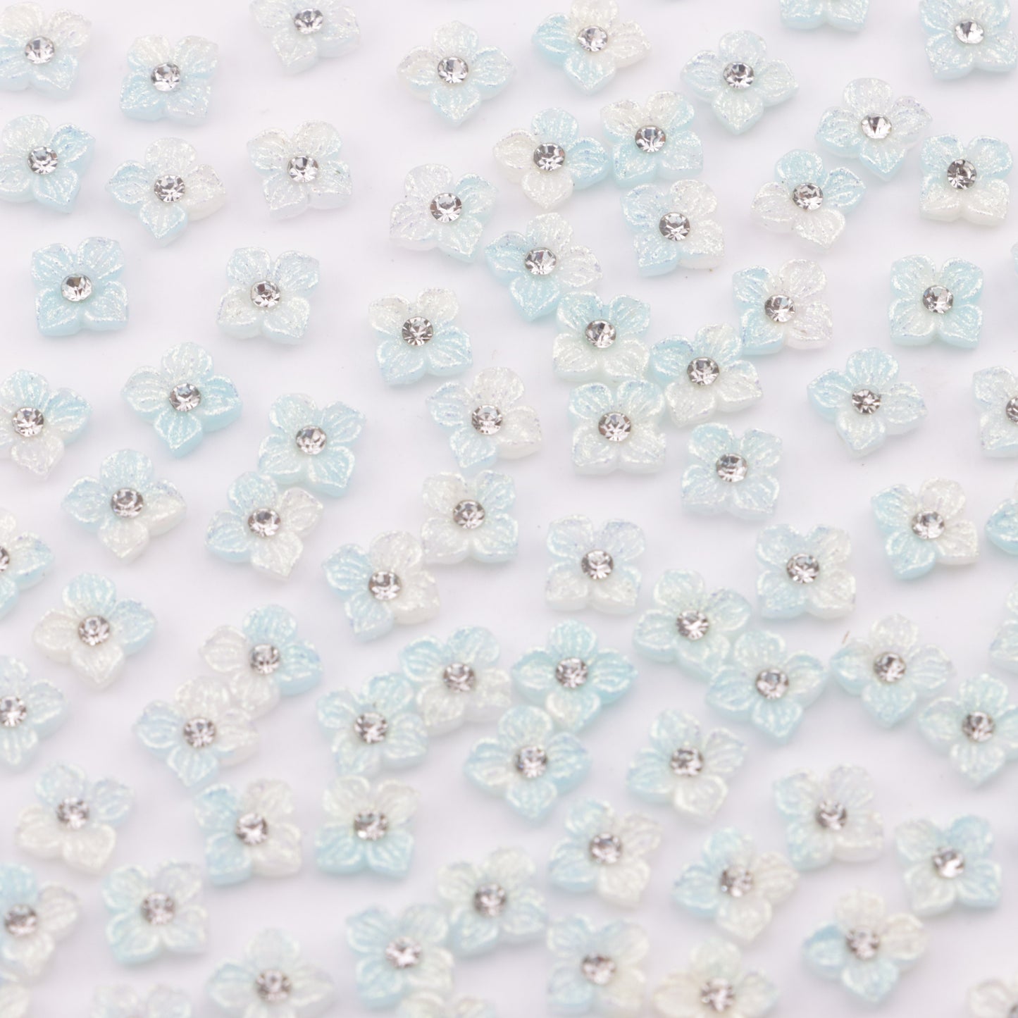 FS5752- Approximately 6mm Diamond-Embedded Soft Flower Nail Stickers