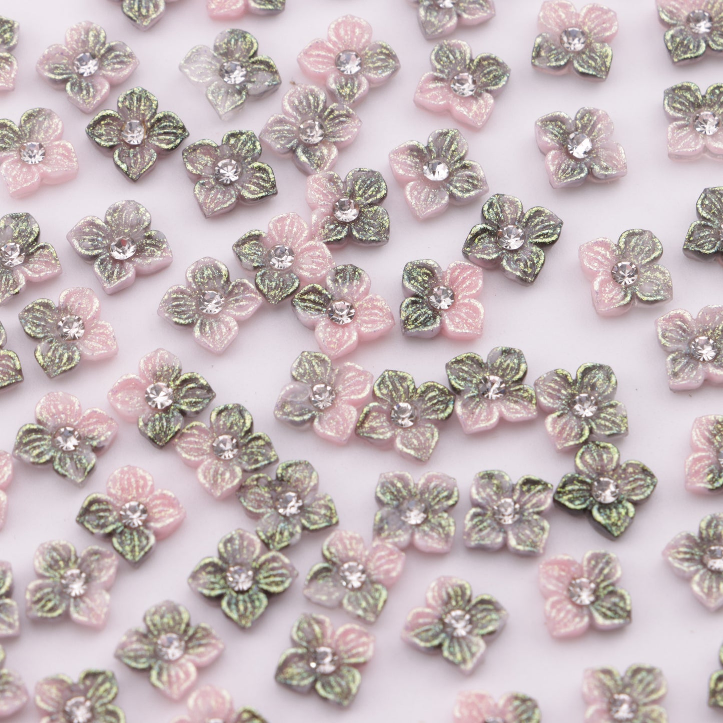 FS5752- Approximately 6mm Diamond-Embedded Soft Flower Nail Stickers