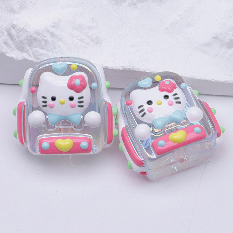 FS5038- Kitty Transparent Schoolbag Hand Painted Beads