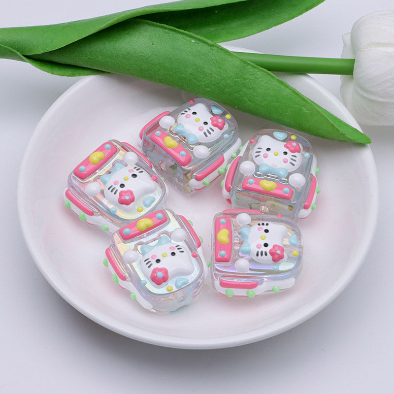FS5038- Kitty Transparent Schoolbag Hand Painted Beads