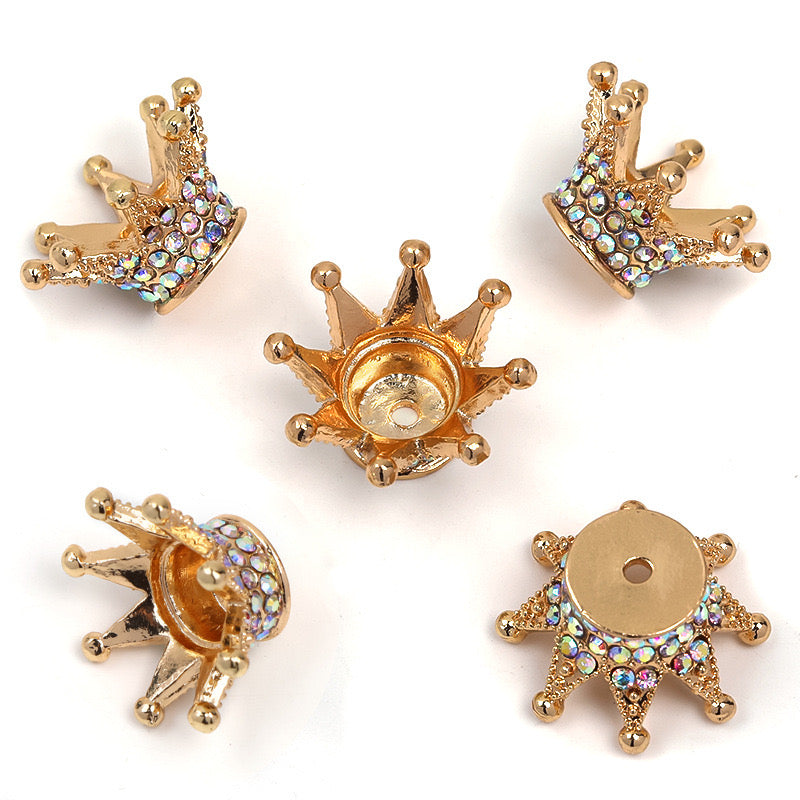 FS0908- 25MM Mixed Color Stereoscopic Diamond Crown Alloy Spacer