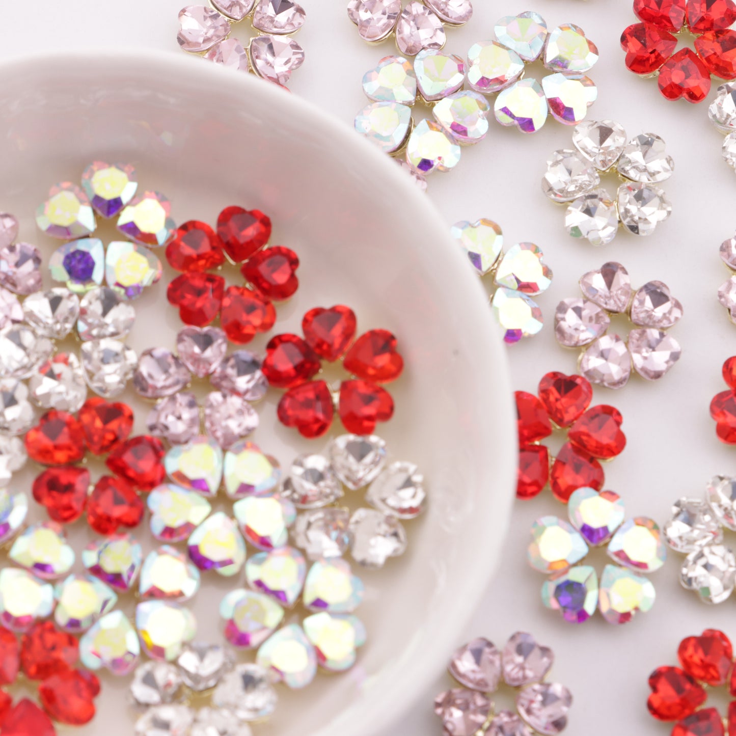 FS3994- 13*13mm Heart Flower Charms Five-Petal Heart-Shaped Flower Nail Stickers