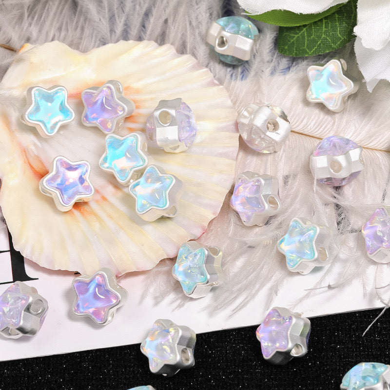 FS1536-12MM Mixed Color Mermaid Aurora Five-pointed Star Alloy Spacer