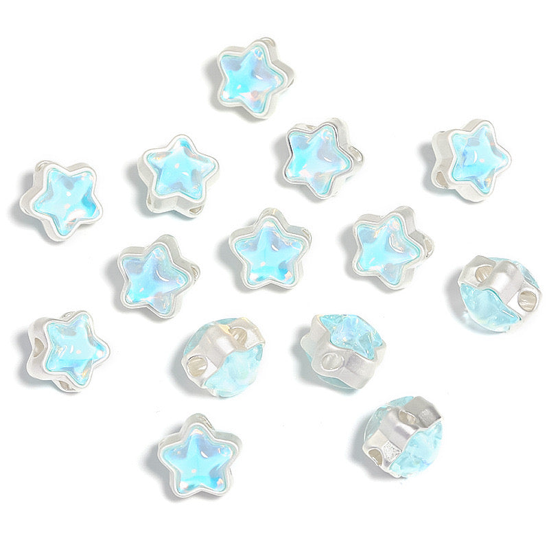 FS1536-12MM Mixed Color Mermaid Aurora Five-pointed Star Alloy Spacer