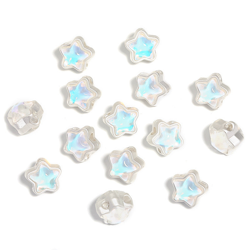 FS1536-12MM Mixed Color Mermaid Aurora Five-pointed Star Alloy Spacer