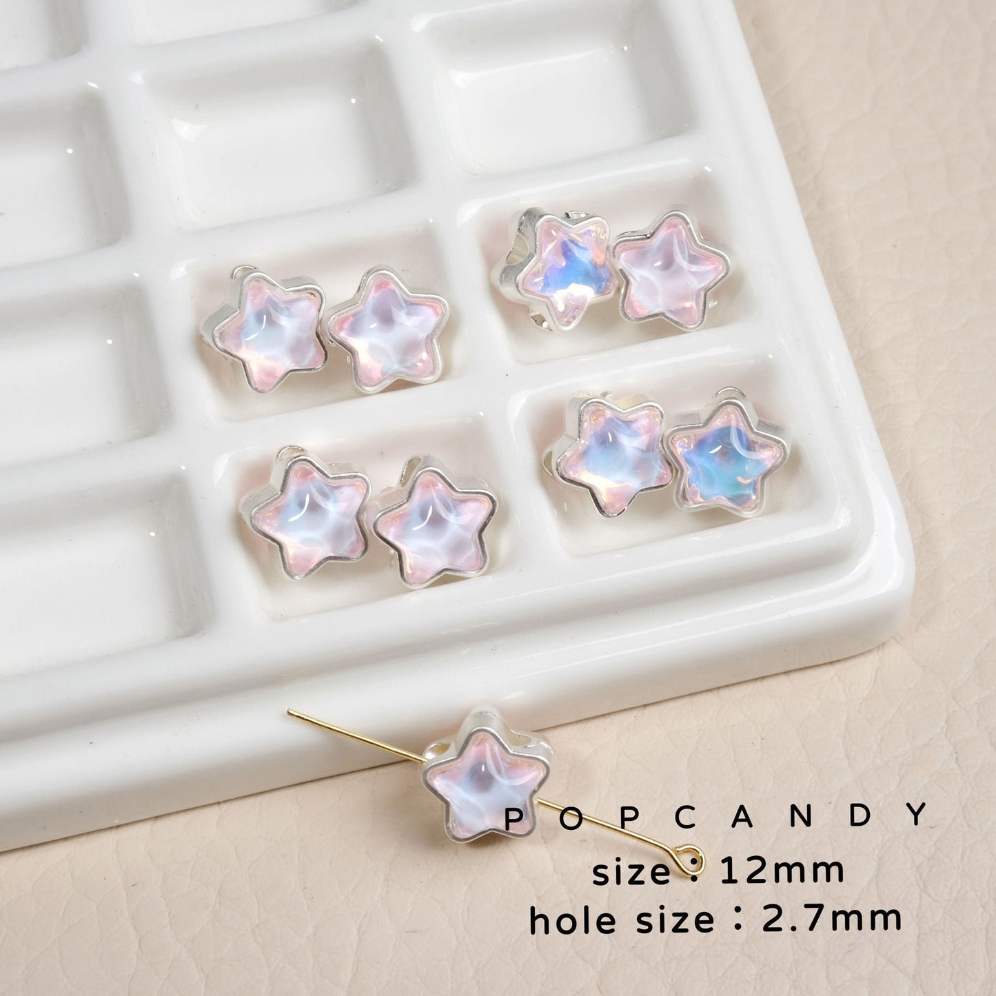 FS1536-12MM Mixed Color Mermaid Aurora Five-pointed Star Alloy Spacer