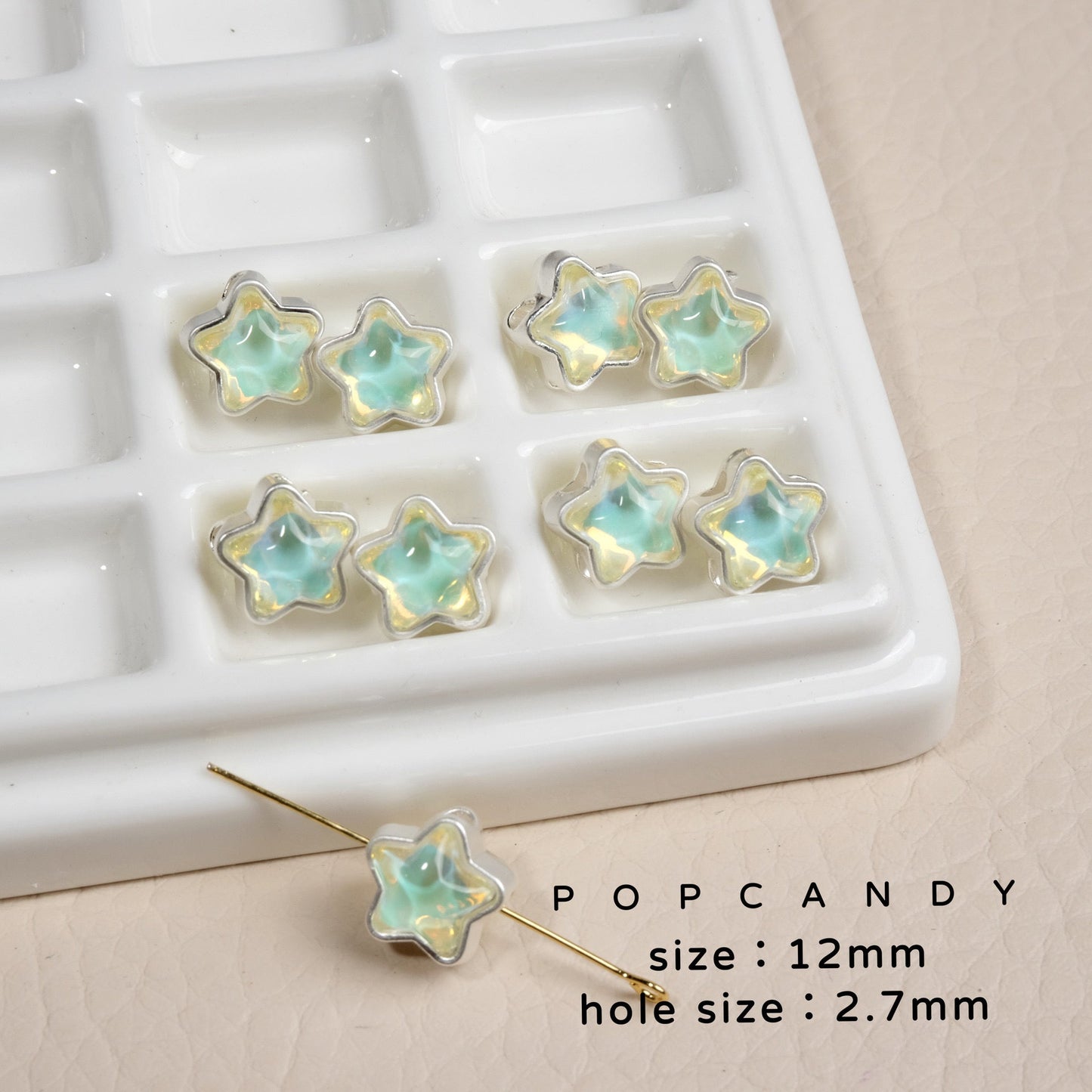 FS1536-12MM Mixed Color Mermaid Aurora Five-pointed Star Alloy Spacer